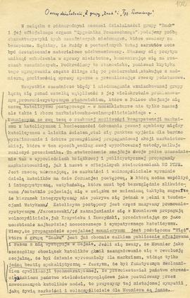 Ocena działalności grupy "Znak" i "Tygodnika Powszechnego"
