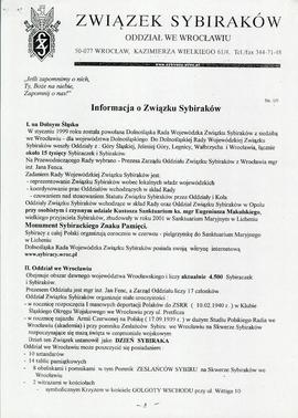 Informacja o Związku Sybiraków