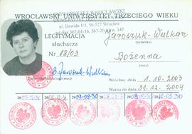 Wrocławski Uniwersytet Trzeciego Wieku: legitymacja słuchacza